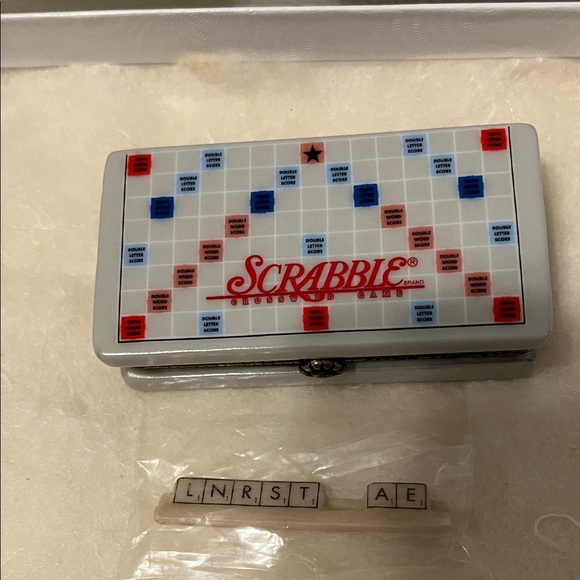Rare Vintage Porcelain Scrabble Board Trinket box with Letterboard